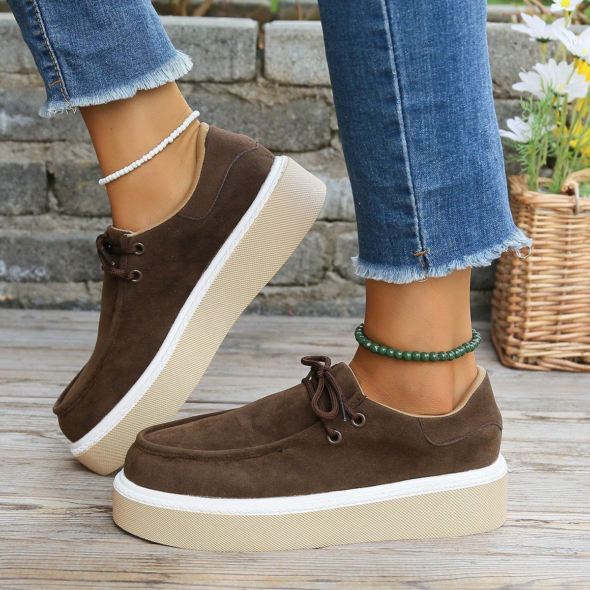MW | Womens Lace-Up Flats mit dicker Sohle Sneakers