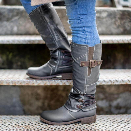 MW | Vintage Leder Zipper High-Top Wide Calf Stiefel