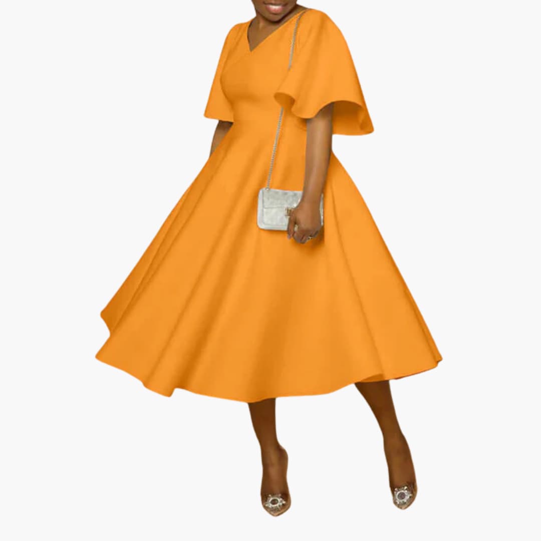 MW | Damen Sommer Midikleid mit Taschen und kurzen Ärmeln