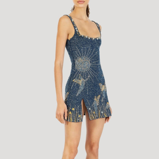MW | Damen glitzerndes Minikleid Pailletten-Cocktail-Stil