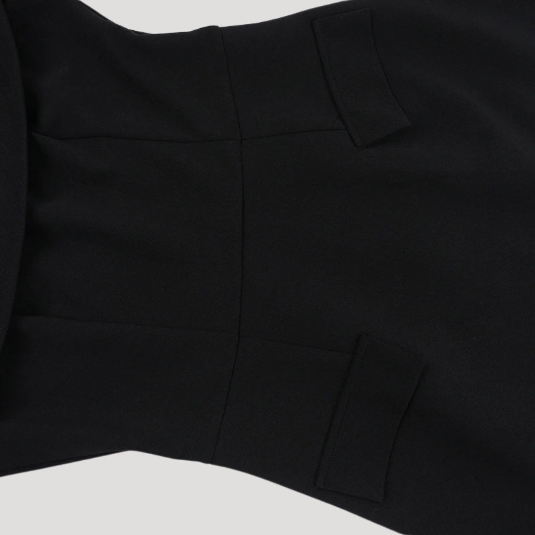 MW | Damen schulterfreies schwarzes Minikleid