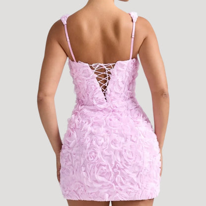 MW | Women's floral Mini-Kleid quadratischen Hals Korsett zurück