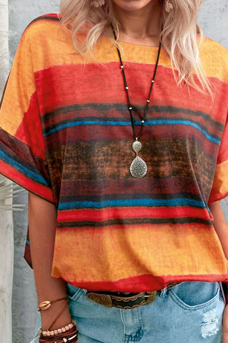 MW | Mode lässig allmählich ändern Patchwork O Hals T-Shirts