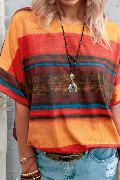 MW | Mode lässig allmählich ändern Patchwork O Hals T-Shirts