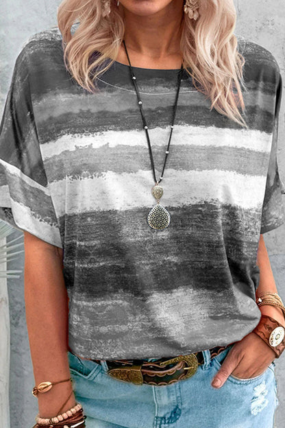 MW | Mode lässig allmählich ändern Patchwork O Hals T-Shirts
