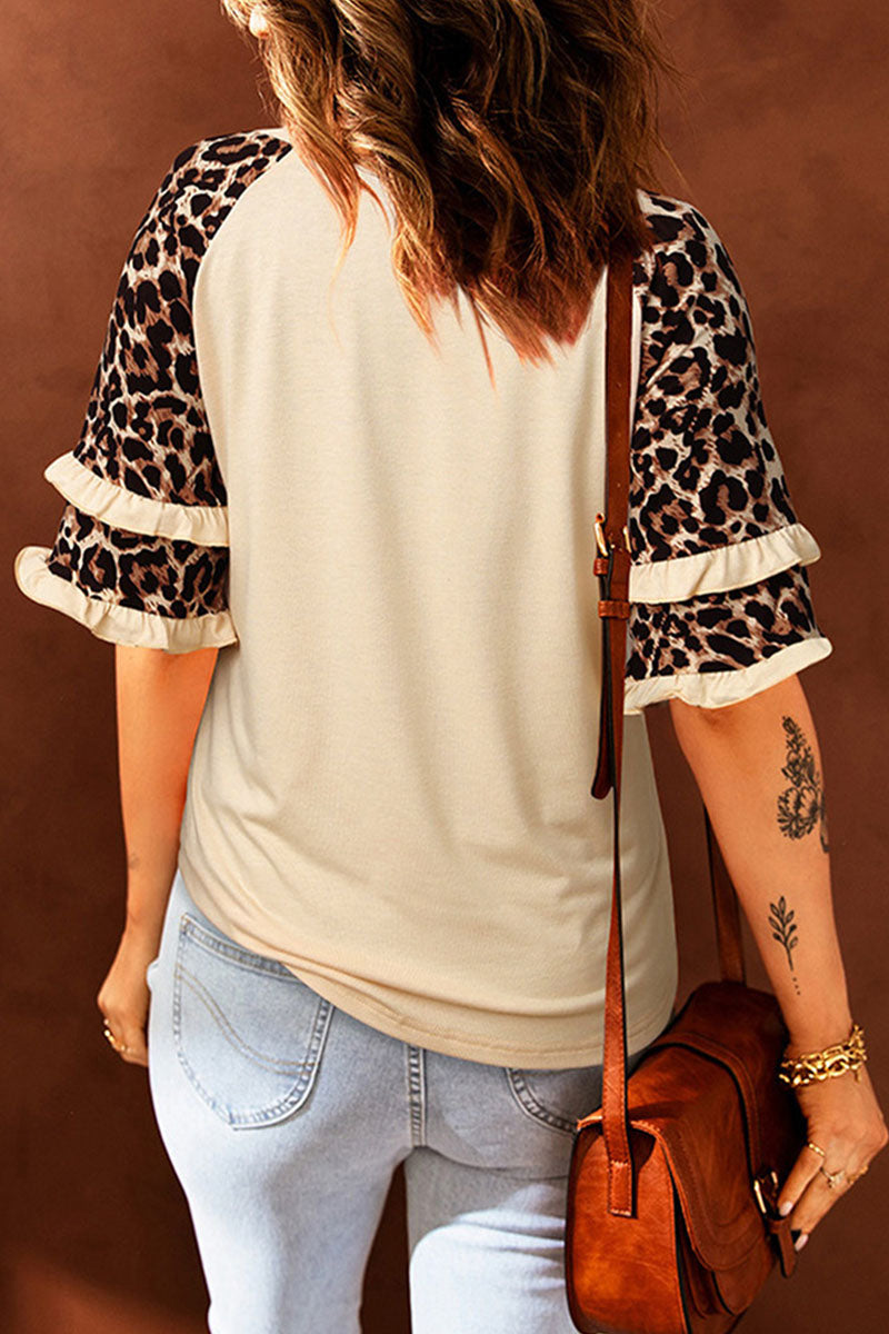MW | Casual Print Leopard Patchwork O Neck T-Shirts (5 Farben)