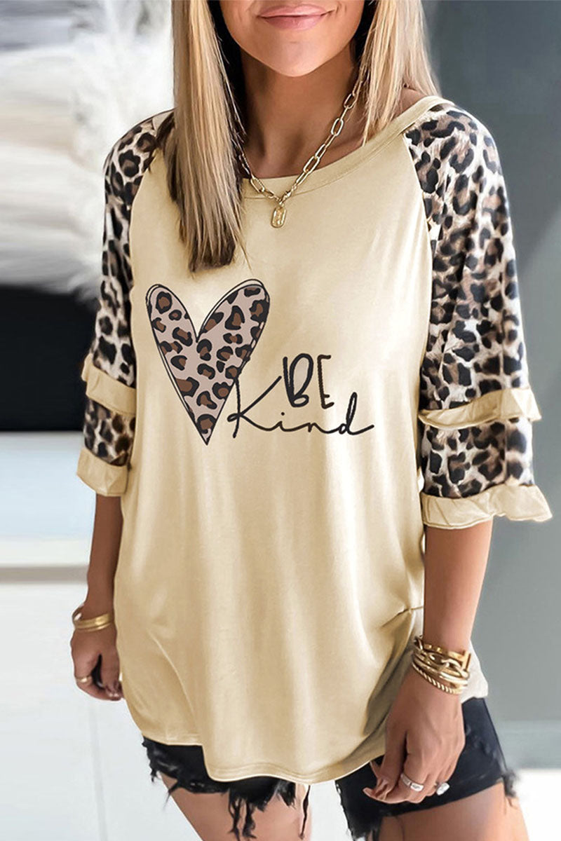 MW | Casual Print Leopard Patchwork O Neck T-Shirts (5 Farben)