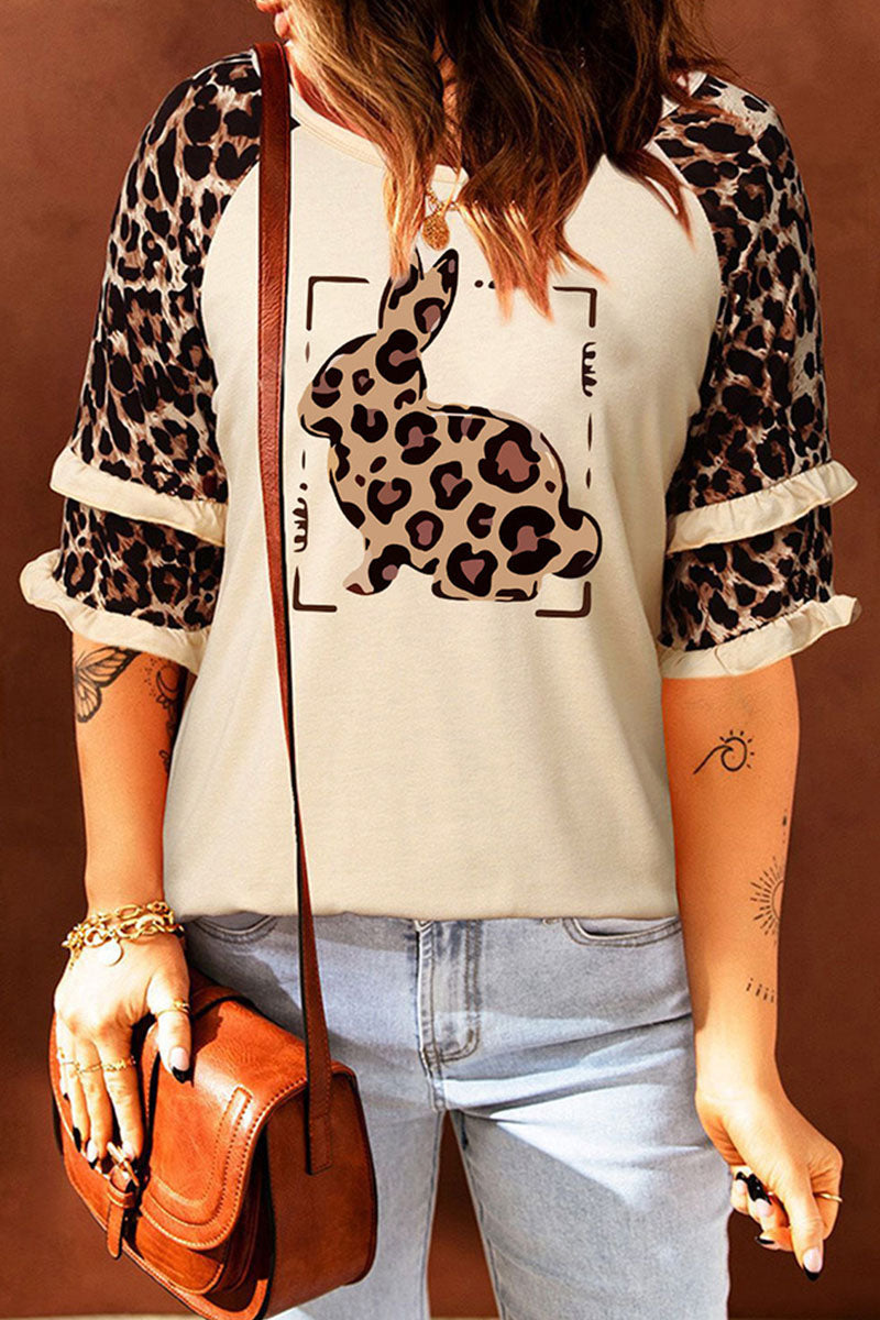 MW | Casual Print Leopard Patchwork O Neck T-Shirts (5 Farben)