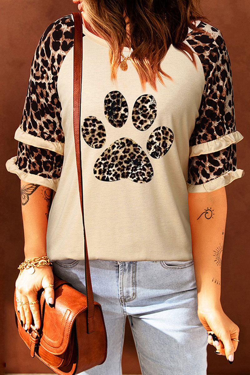 MW | Casual Print Leopard Patchwork O Neck T-Shirts (5 Farben)