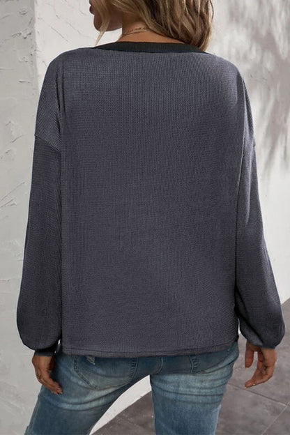 MW | Lässige solide Patchwork Knöpfe V-Ausschnitt T-Shirts (7 Farben)