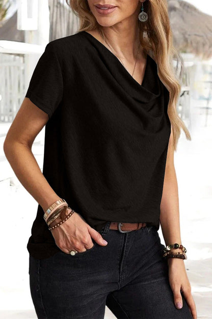 MW | Casual Daily Solid Asymmetrical U Neck T-Shirts (5 Farben)