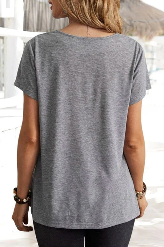 MW | Casual Daily Solid Asymmetrical U Neck T-Shirts (5 Farben)
