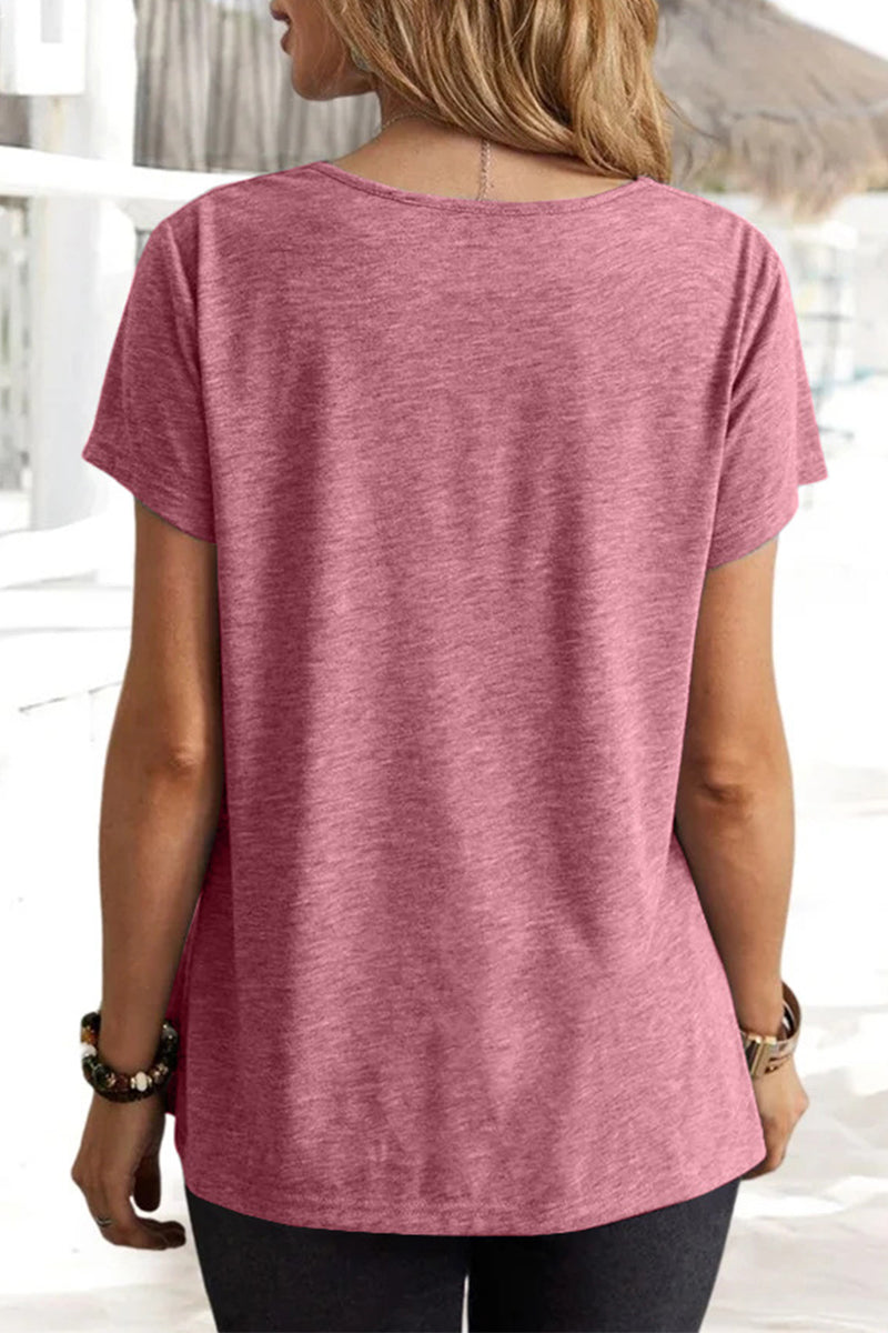 MW | Casual Daily Solid Asymmetrical U Neck T-Shirts (5 Farben)