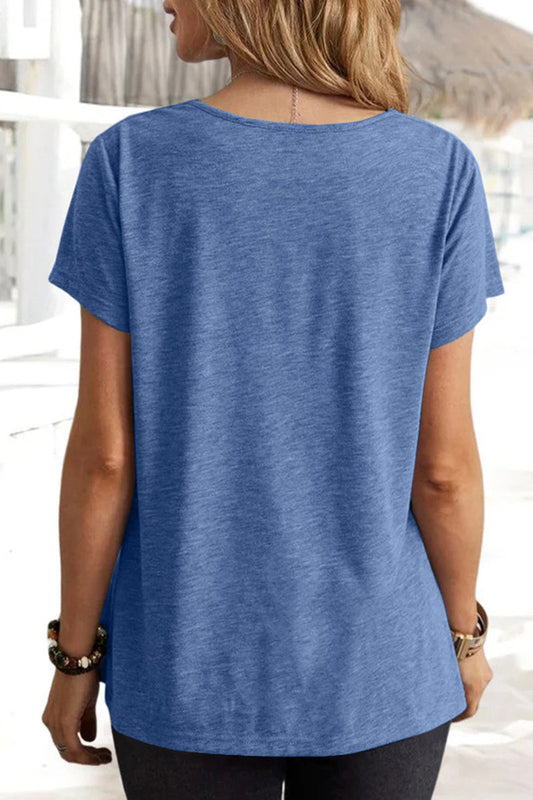 MW | Casual Einfachheit solide Farbe U Hals T-Shirts (5 Farben)