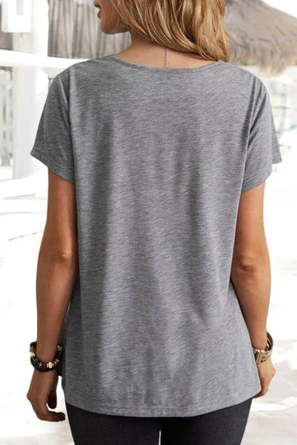 MW | Casual Einfachheit solide Farbe U Hals T-Shirts (5 Farben)