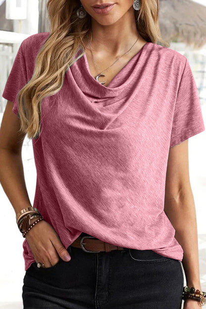 MW | Casual Einfachheit solide Farbe U Hals T-Shirts (5 Farben)