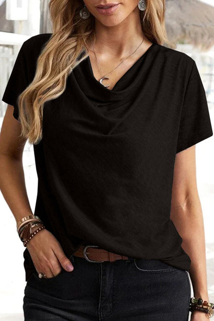 MW | Casual Einfachheit solide Farbe U Hals T-Shirts (5 Farben)