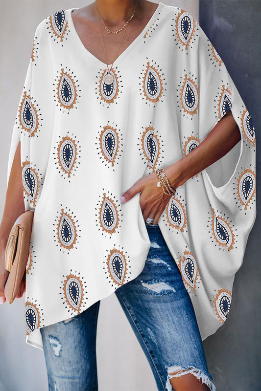 MW | Casual Street Print Kontrast V Hals T-Shirts (3 Farben)