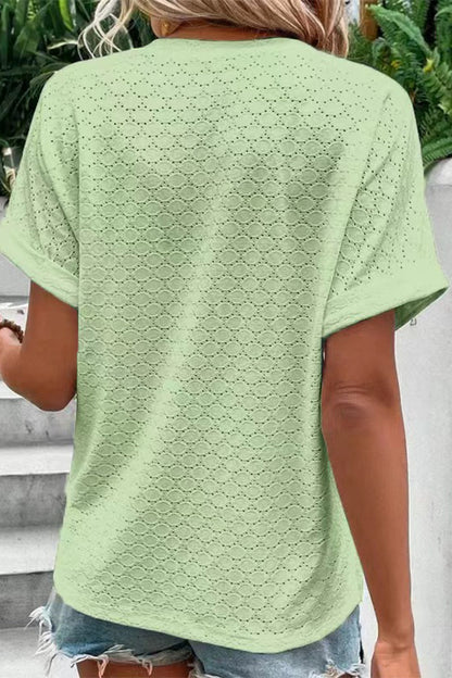 MW | Lässig Solide Knöpfe V-Ausschnitt T-Shirts(10 Farben)