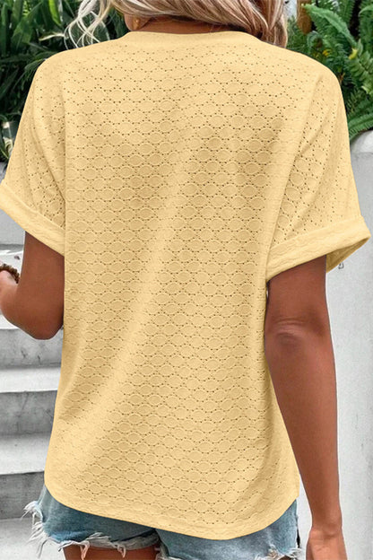MW | Lässig Solide Knöpfe V-Ausschnitt T-Shirts(10 Farben)