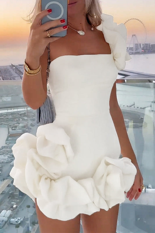 MW | Bustier-Minikleid mit skulpturalen Volants