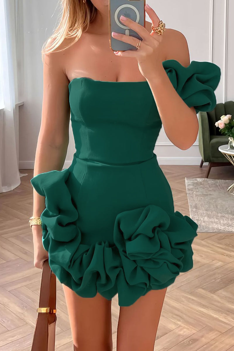 MW | Bustier-Minikleid mit skulpturalen Volants