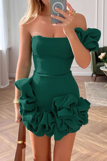 MW | Bustier-Minikleid mit skulpturalen Volants