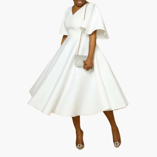 MW | Damen Sommer Midikleid mit Taschen und kurzen Ärmeln