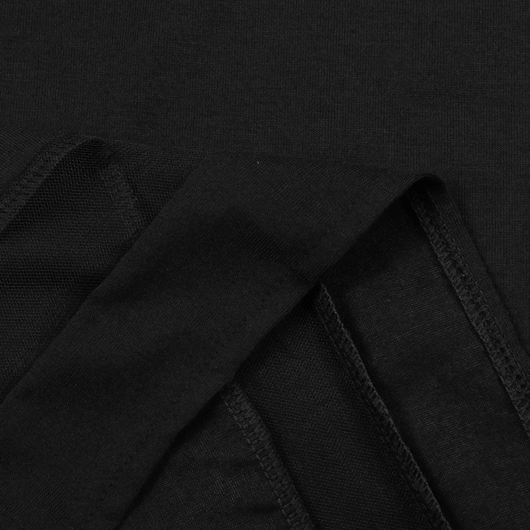 MW | Damen Schwarzes Minikleid mit kurzen Ärmeln aus Spitze