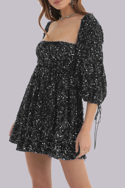 MW | Minikleid Pailletten puff sleeves