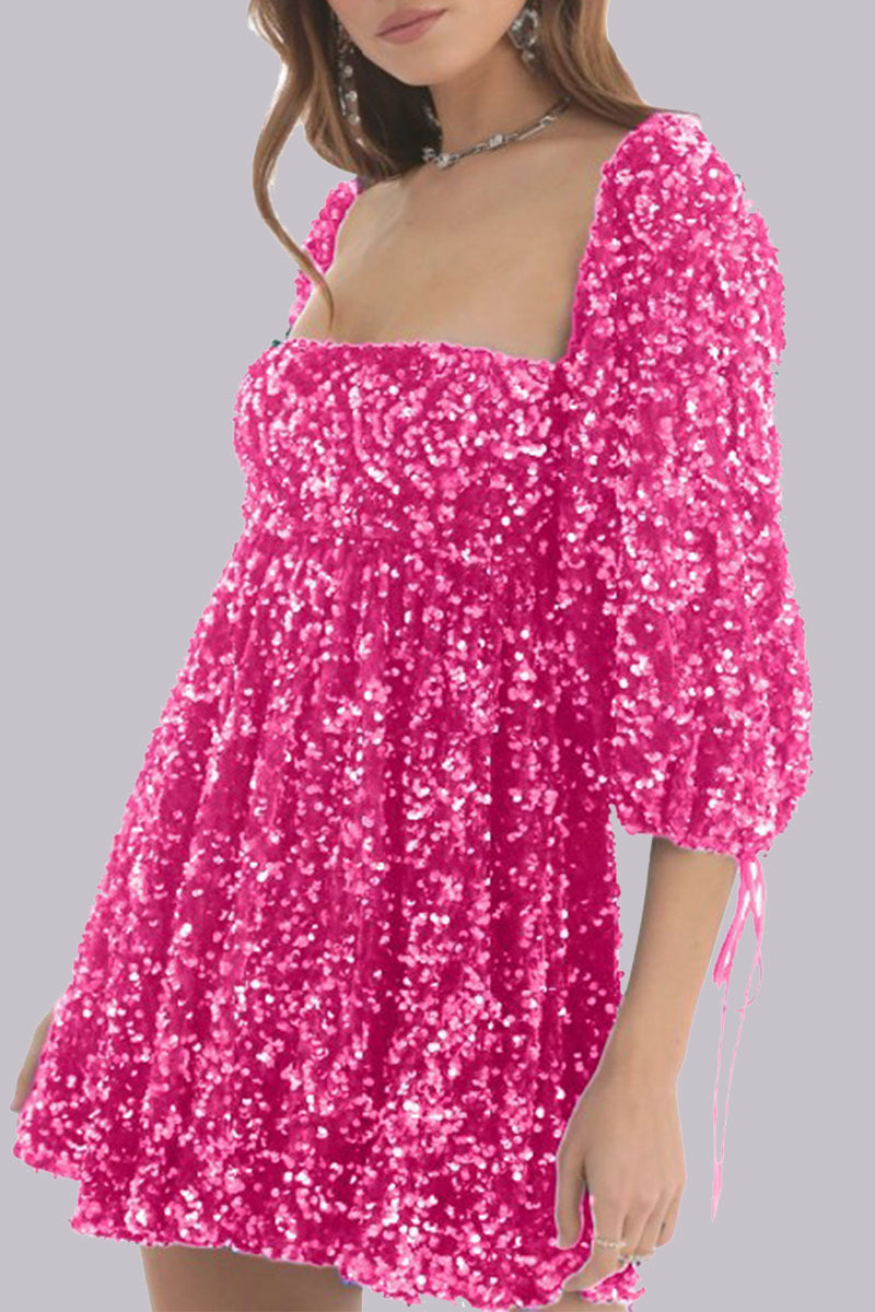 MW | Minikleid Pailletten puff sleeves