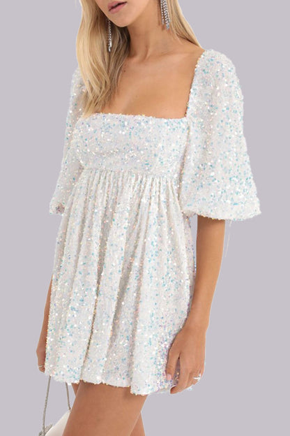 MW | Minikleid Pailletten puff sleeves