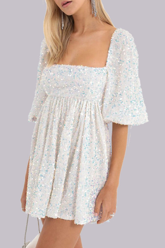 MW | Minikleid Pailletten puff sleeves