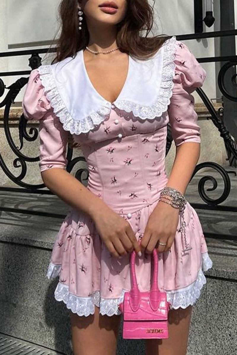 MW | Minikleid mit Claudine-Kragen im Retro-Look