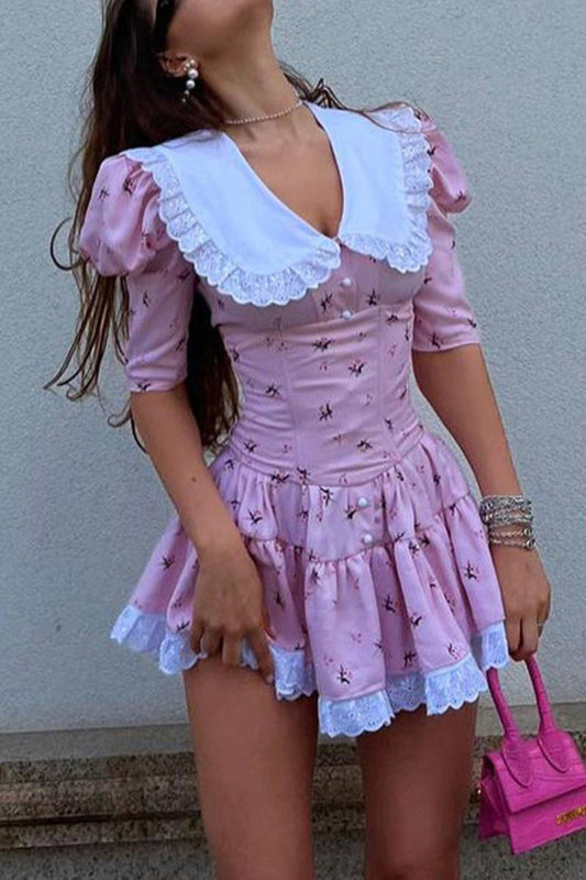 MW | Minikleid mit Claudine-Kragen im Retro-Look