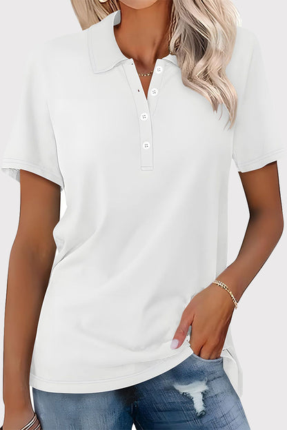 MW | Casual Einfachheit solide Schnalle Umlegekragen T-Shirts