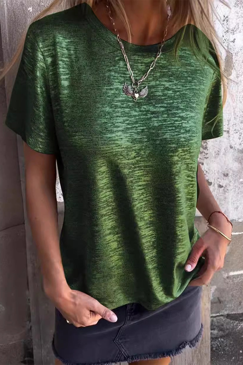 MW | Lässige allmähliche Veränderung Bronzing Kontrast O Hals T-Shirts