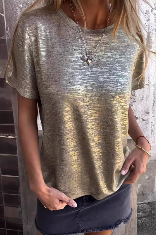 MW | Lässige allmähliche Veränderung Bronzing Kontrast O Hals T-Shirts