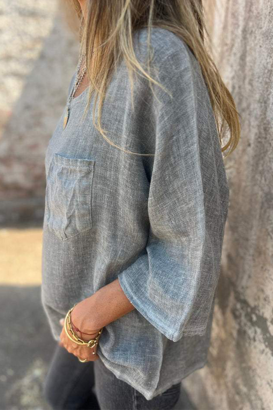 MW | Lässige solide Farbe Tasche O Hals T-Shirts (4 Farben)