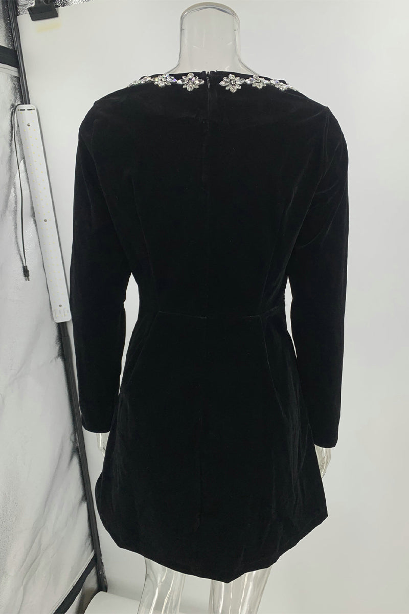 MW | Minikleid aus Samt mit Blumenmuster