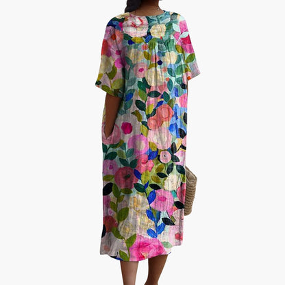 MW | Frauen kurze Ärmel Midi-Kleid für Frühling Sommer tragen