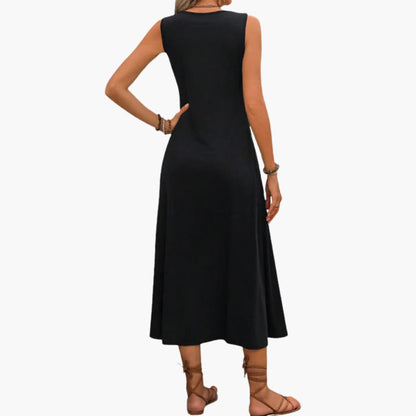 MW | Damen ärmelloses Midikleid mit floraler Stickerei