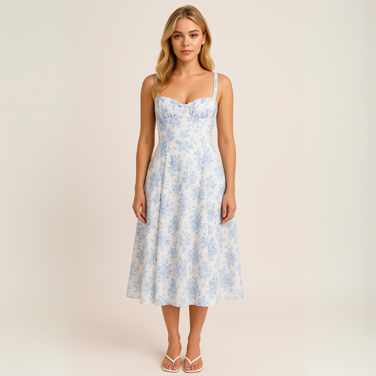MW | Women's Floral Ärmelloses Midi Kleid