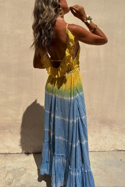 MW | Gold Lurex Tie-Dye Maxikleid
