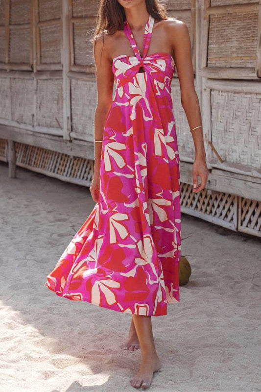 MW | Halterneck Print Berry Lotus Midikleid