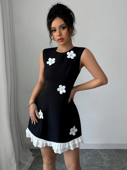 MW | Blume Rundhalsausschnitt Ärmelloses Kleid