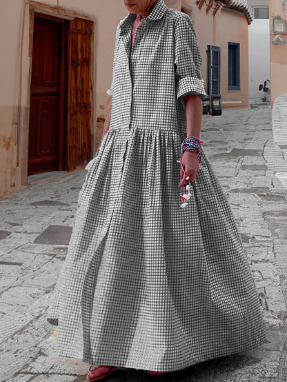 MW | Patchworkkleid mit langen Ärmeln für Frauen