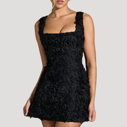 MW | Women's floral Mini-Kleid quadratischen Hals Korsett zurück