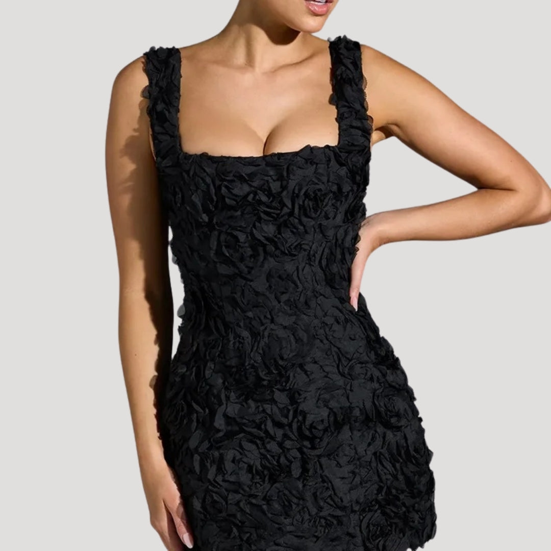 MW | Women's floral Mini-Kleid quadratischen Hals Korsett zurück