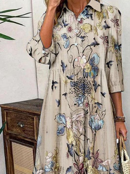 MW | Special Apricot 3/4 Ärmel Maxikleid